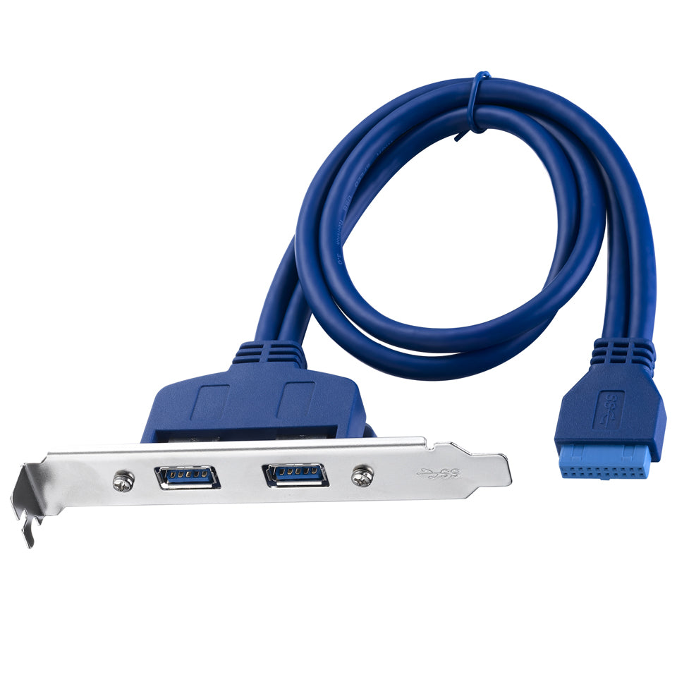 Dual USB-A 3.0 rear PCI bracket for desktop PC expansion