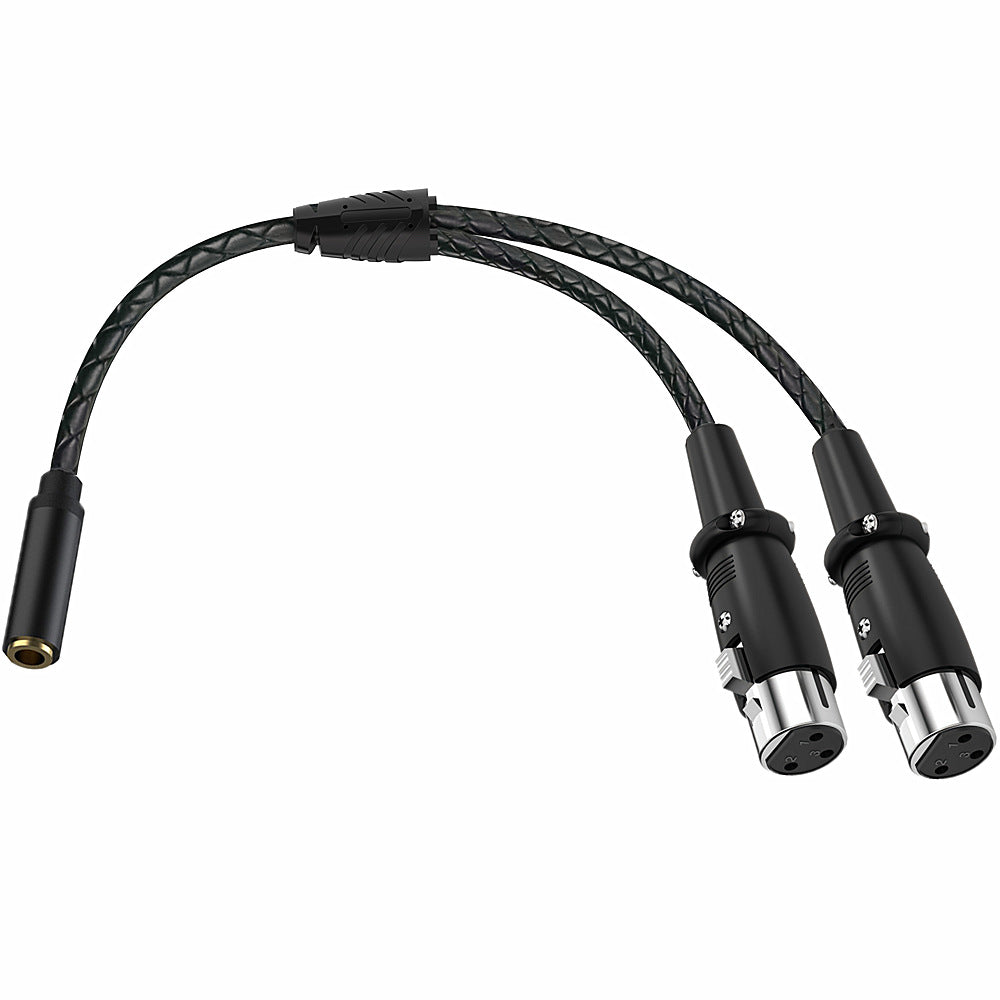 two XLR female connectors for stereo audio split