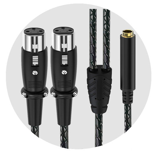 Dual locking XLR female Y splitter cable with 6.35mm TRS female socket