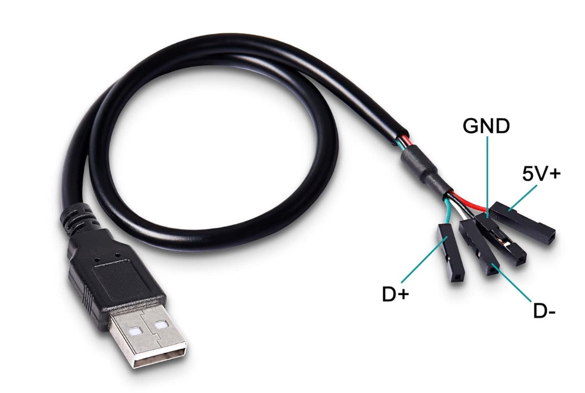 USB 2.0 Dupont female header cable for PCB development boards embedded systems and custom electronics projects