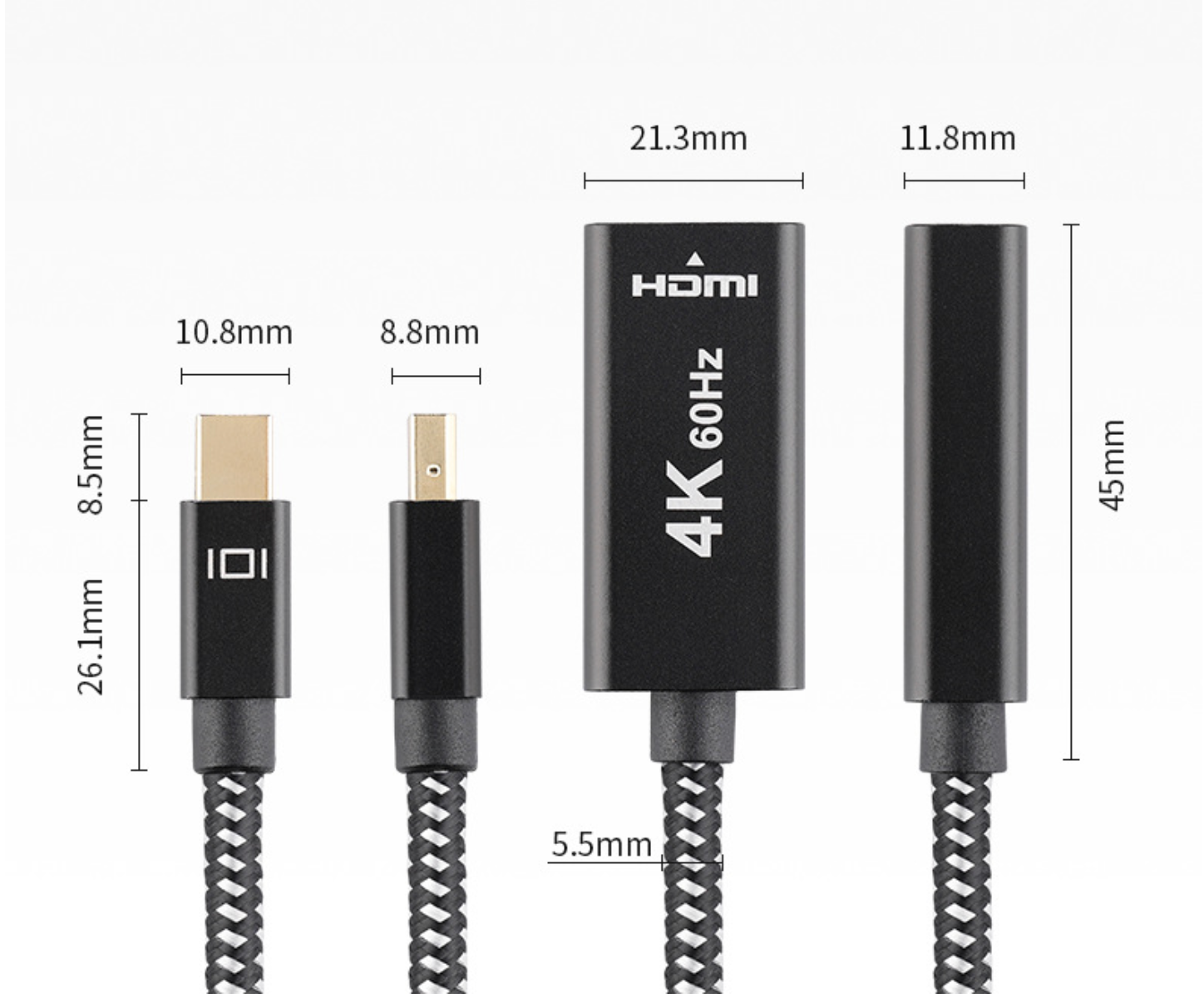 Mini DisplayPort (MiniDP/Thunderbolt 2) to HDMI Cable for Surface Laptop – 4K@60Hz Adapter