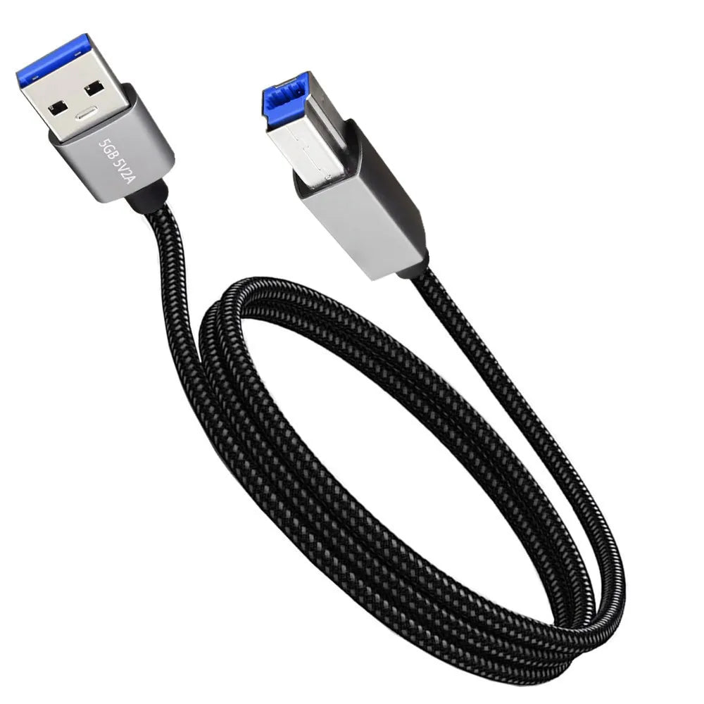 USB 3.0 Type-A to Type-B cable connected to an external hard drive