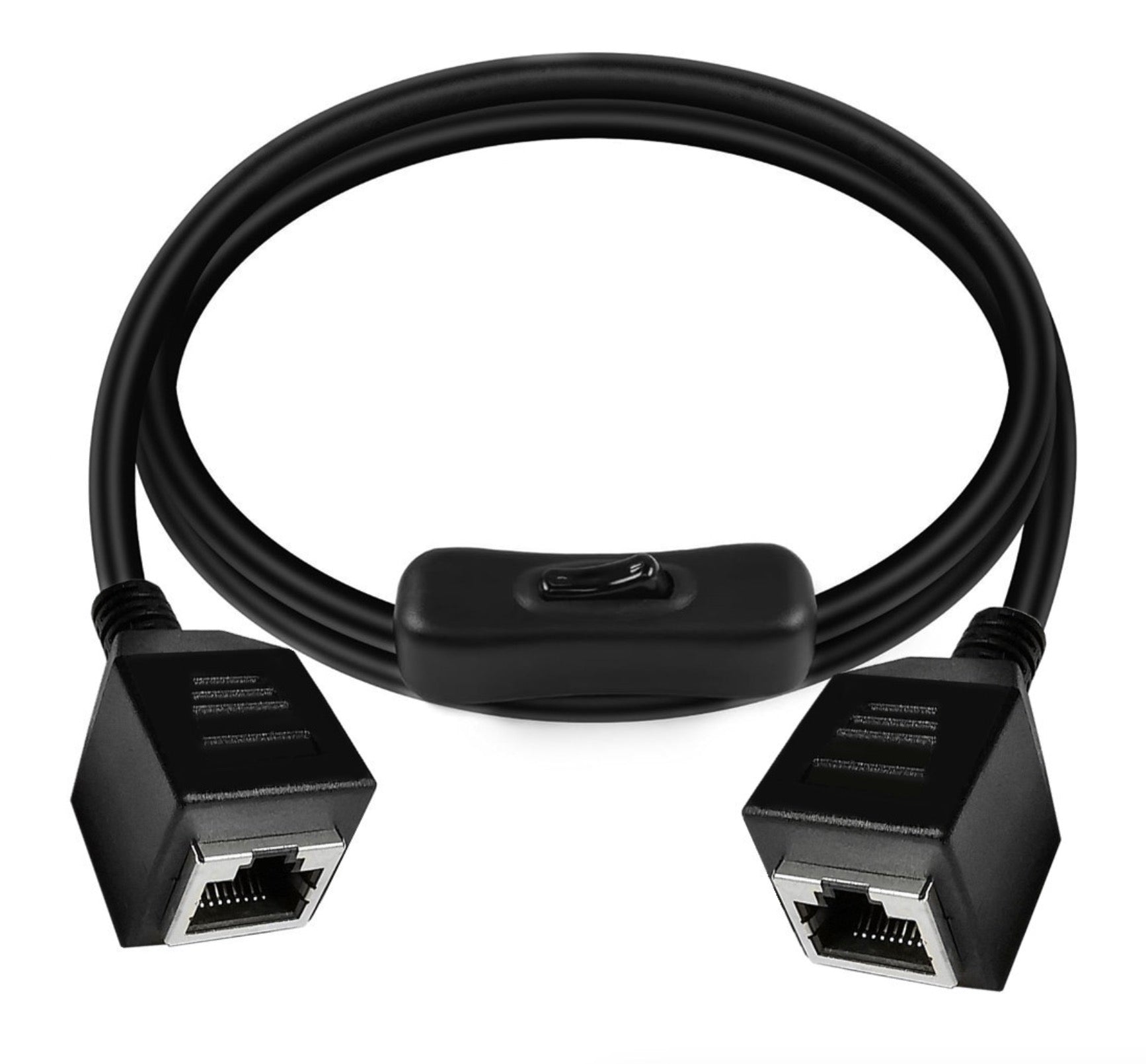 Gigabit Ethernet extension cable with female to female RJ45 connectors and switch