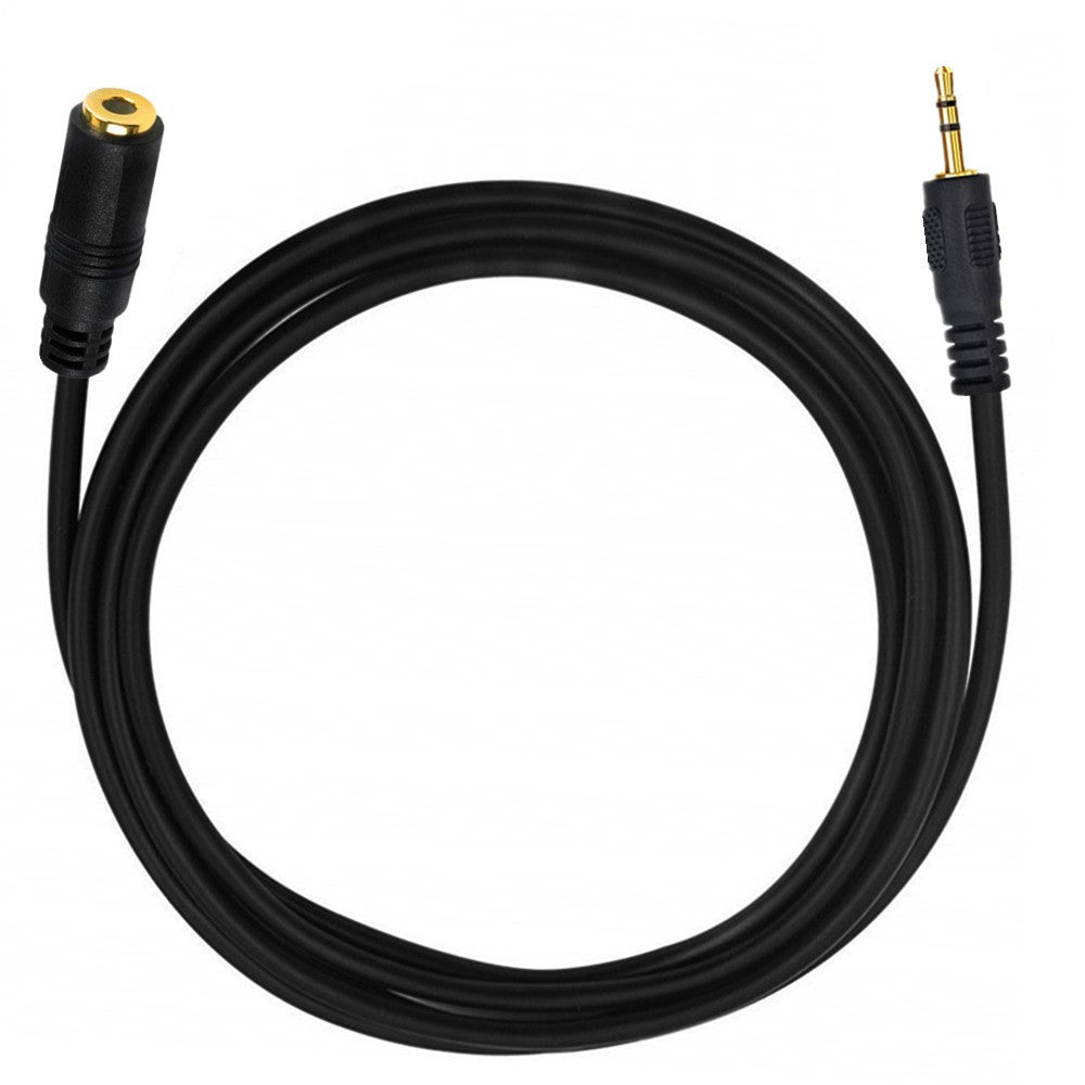 Black 2.5mm to 3.5mm adapter cable close up