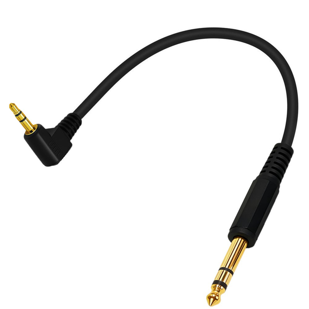 Right-angle 3.5mm stereo to 6.35mm stereo cable