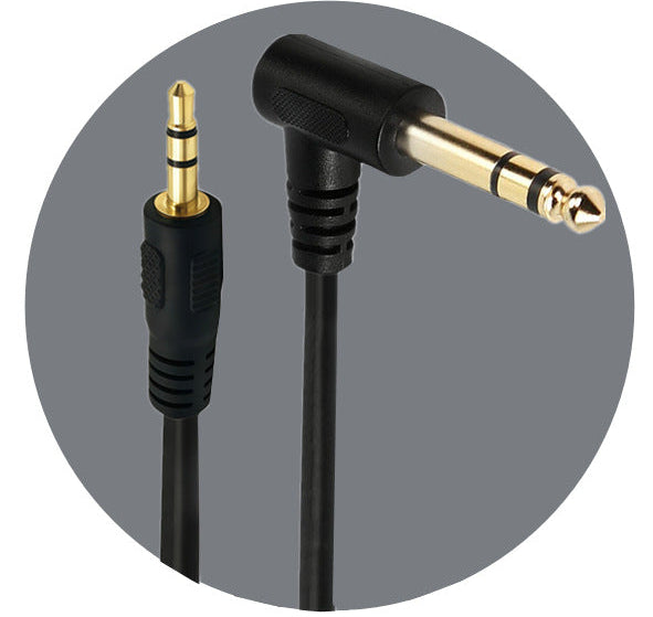 Right-angle 6.35mm jack to 3.5mm stereo cable