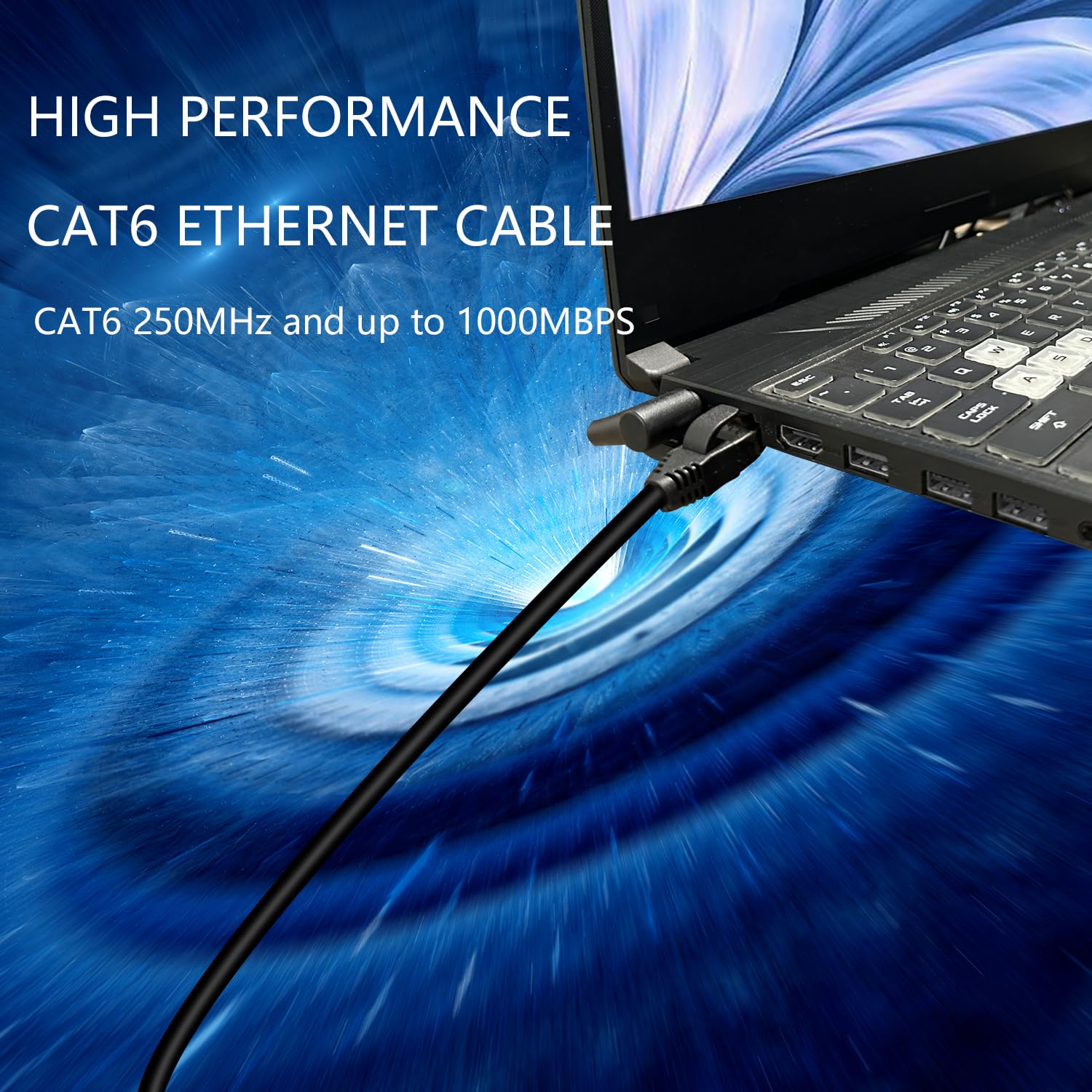 RJ45 Ethernet extension cable featuring gold plated contacts for reliable connectivity