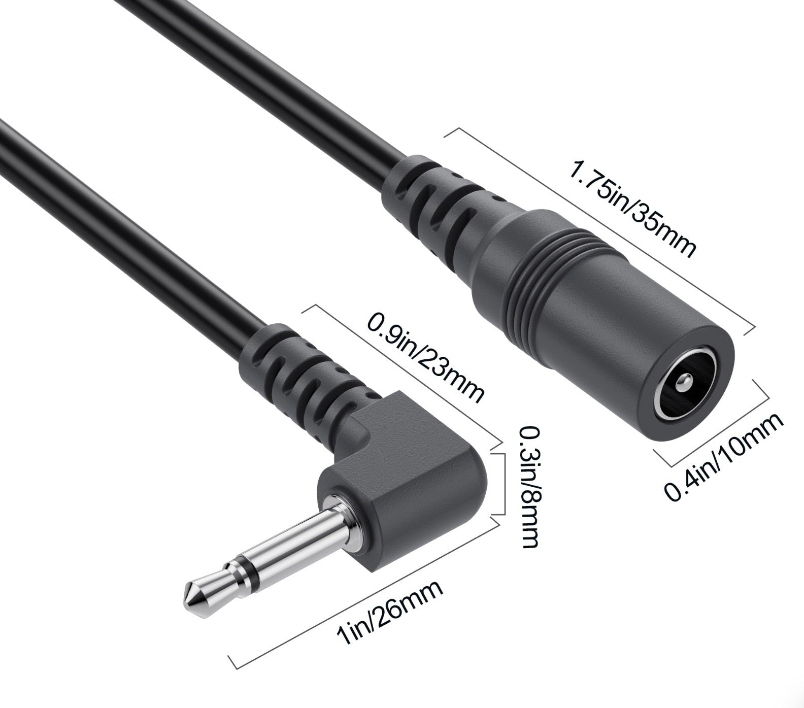 5.5mm x 2.1mm to 3.5mm power converter cable compatible with guitar effects pedals