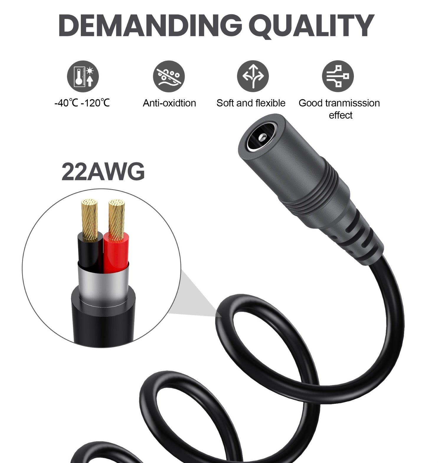 Guitar pedal power daisy chain cable featuring oxygen free copper conductors for reliable power transmission