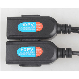 HD-TVI CVI AHD video and power balun pair for Cat5e CCTV cabling