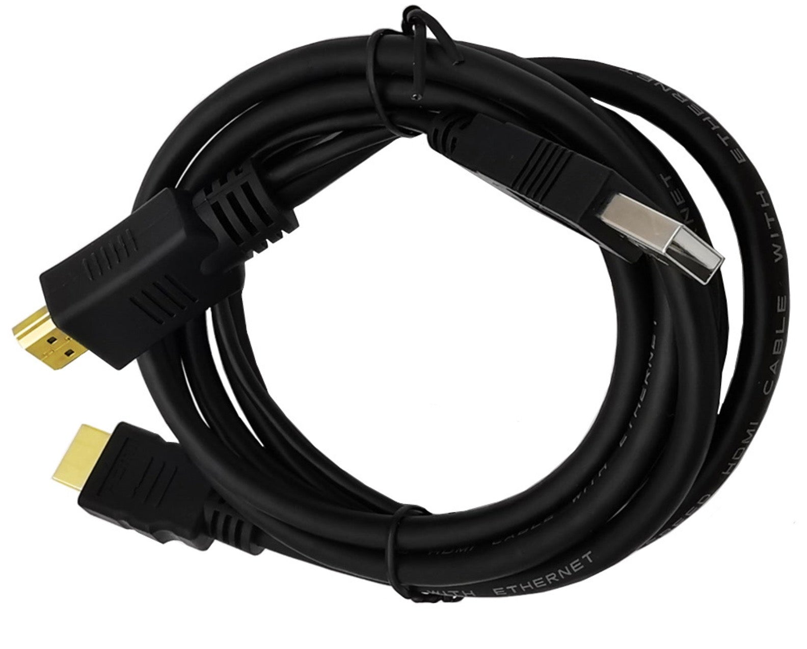 HDMI 2.0 cable with USB power lead used in a gaming and entertainment setup