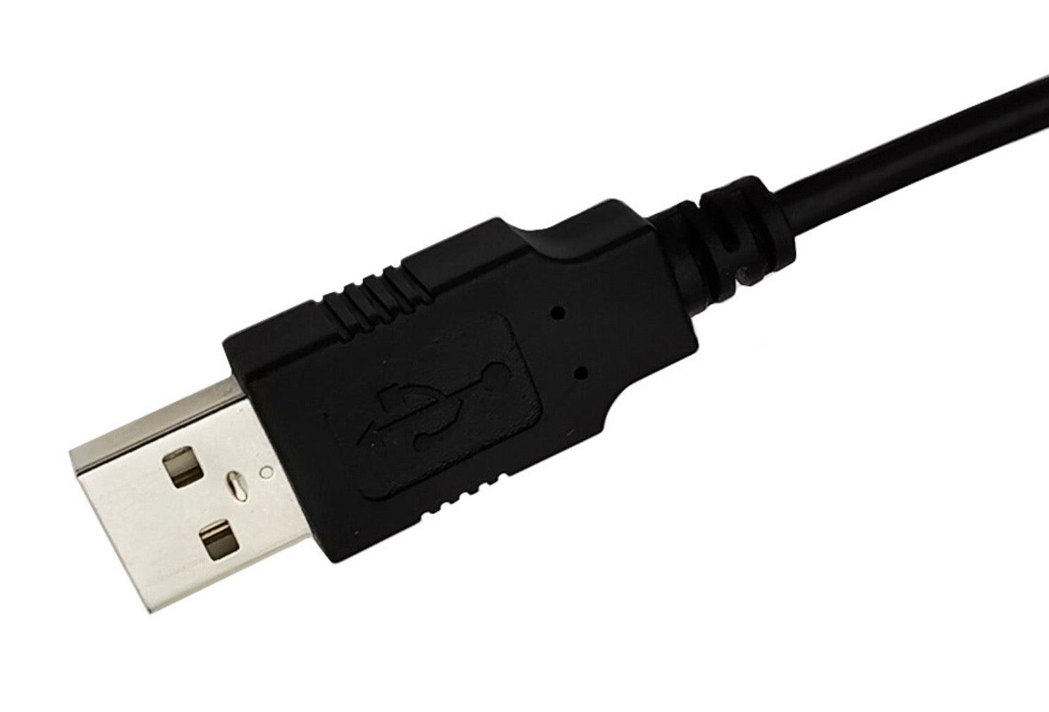 HDMI 2.0 male to male cable with USB power lead connected between a monitor and computer for 4K 60Hz video output