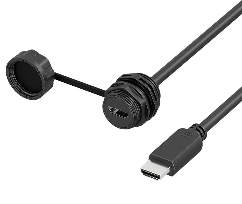 HDMI waterproof panel mount cable with protective cap