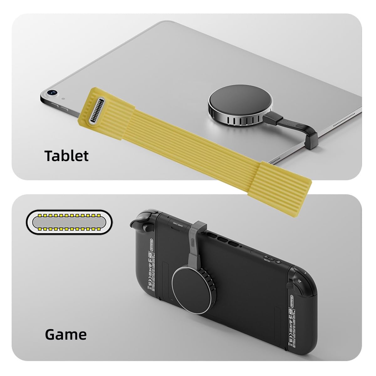 Two smartphone holders, one for a tablet and one for a game console, on a white background.