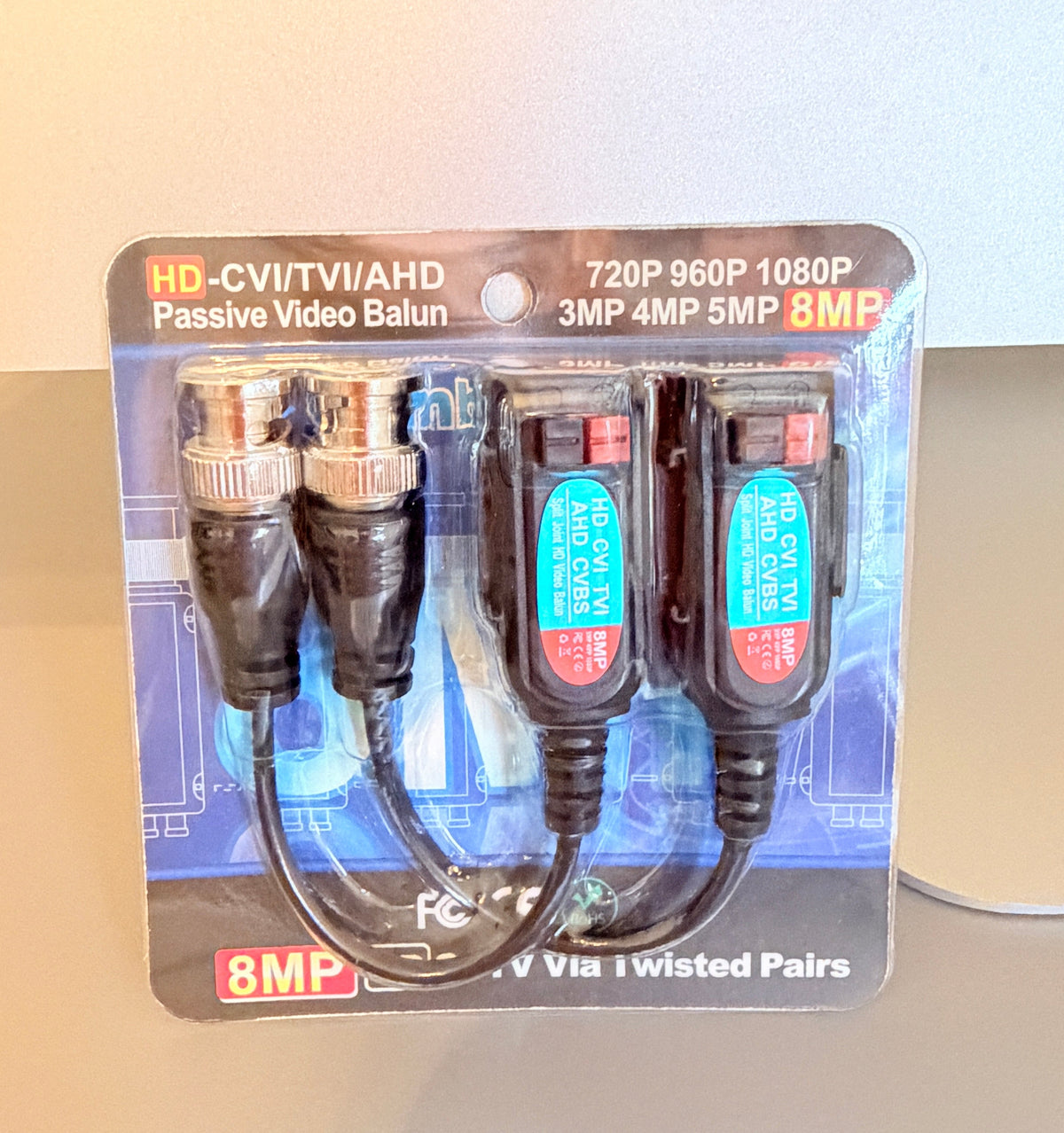 CCTV video balun pair for Hikvision Turbo HD compatible camera systems
