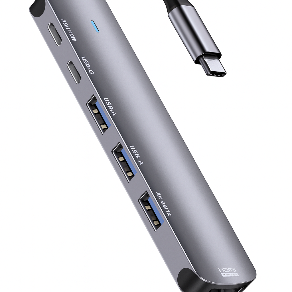 6-in-1 USB-C Hub with HDMI 4K 60Hz, USB Type-C Multiport Adapter