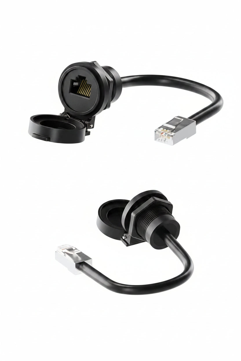 Shielded RJ45 network extension cable with waterproof cap