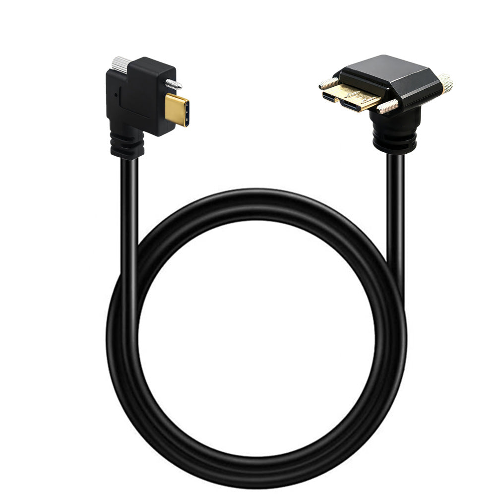 Industrial camera USB-C to Micro USB 3.0 down-angle locking cable