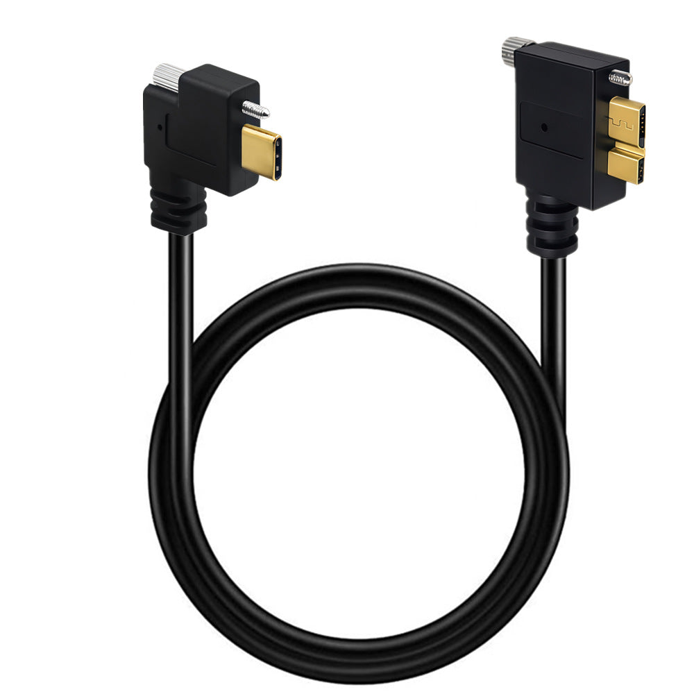 Industrial camera USB-C to Micro USB 3.0 left-angle locking cable