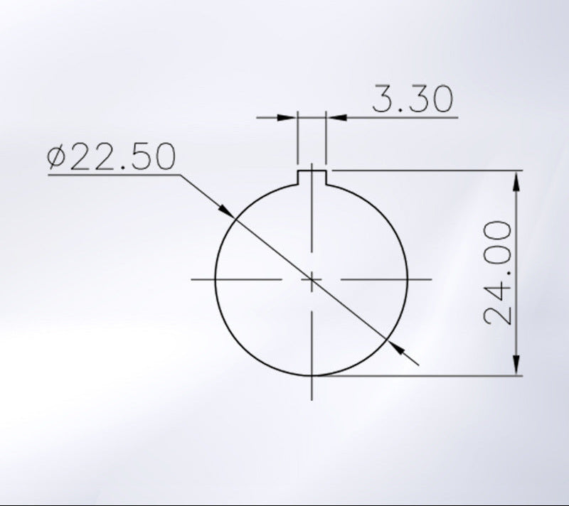 Technical drawing of a circular component with dimensions on a light blue background