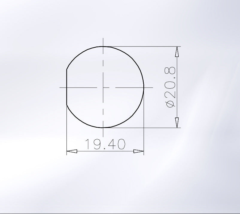 Technical drawing of a circular component with dimensions on a light gray background