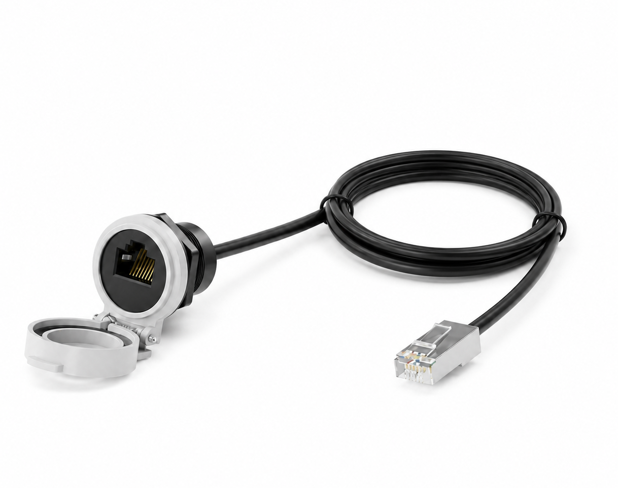 Industrial RJ45 panel mount LAN socket cable