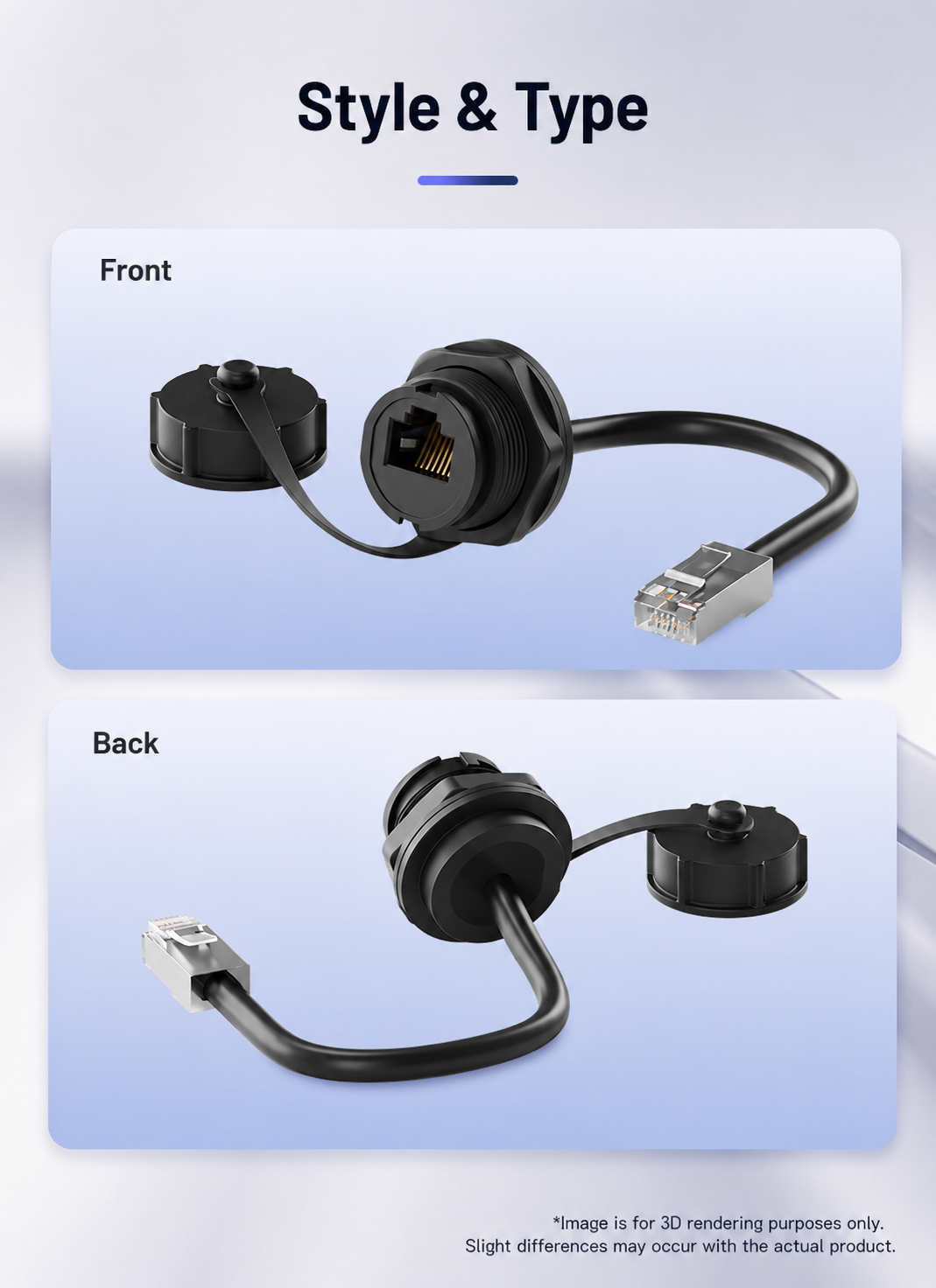RJ45 female to male waterproof network extension cable