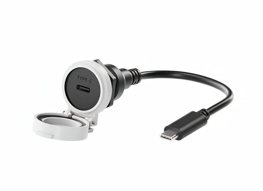 Waterproof USB-C dashboard panel mount cable