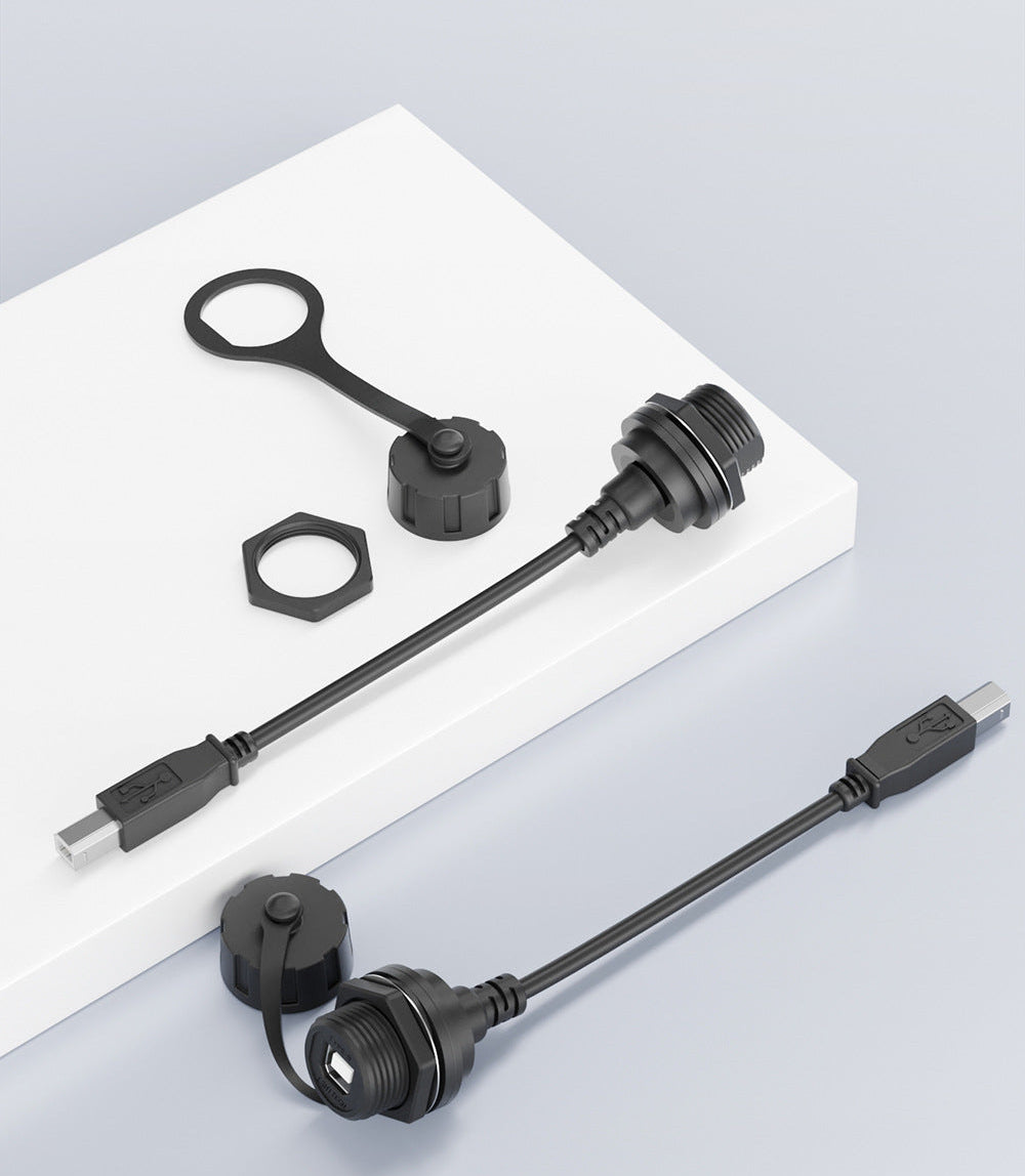 USB Type-B female to male waterproof