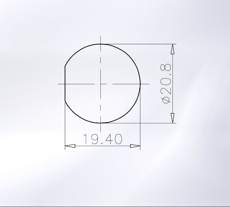 Technical drawing of a circular component with dimensions on a light gray background