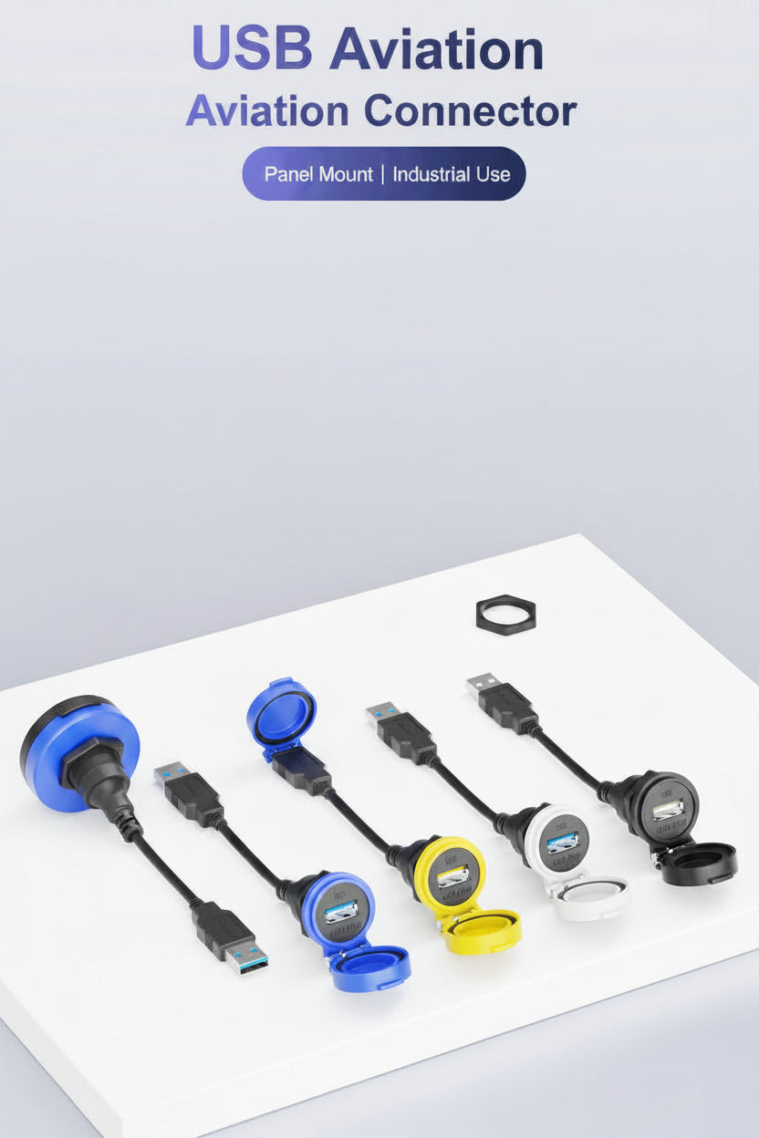 Industrial waterproof USB panel connector