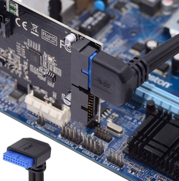 USB 3.0 internal cable connected to 20 pin motherboard header