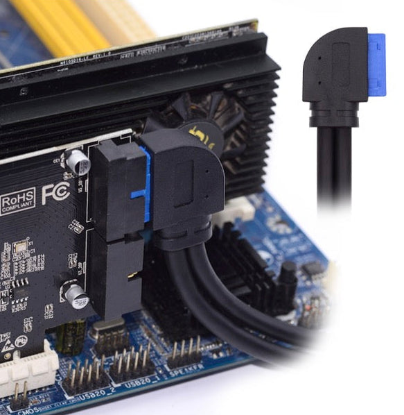 USB 3.0 internal cable connected to motherboard header