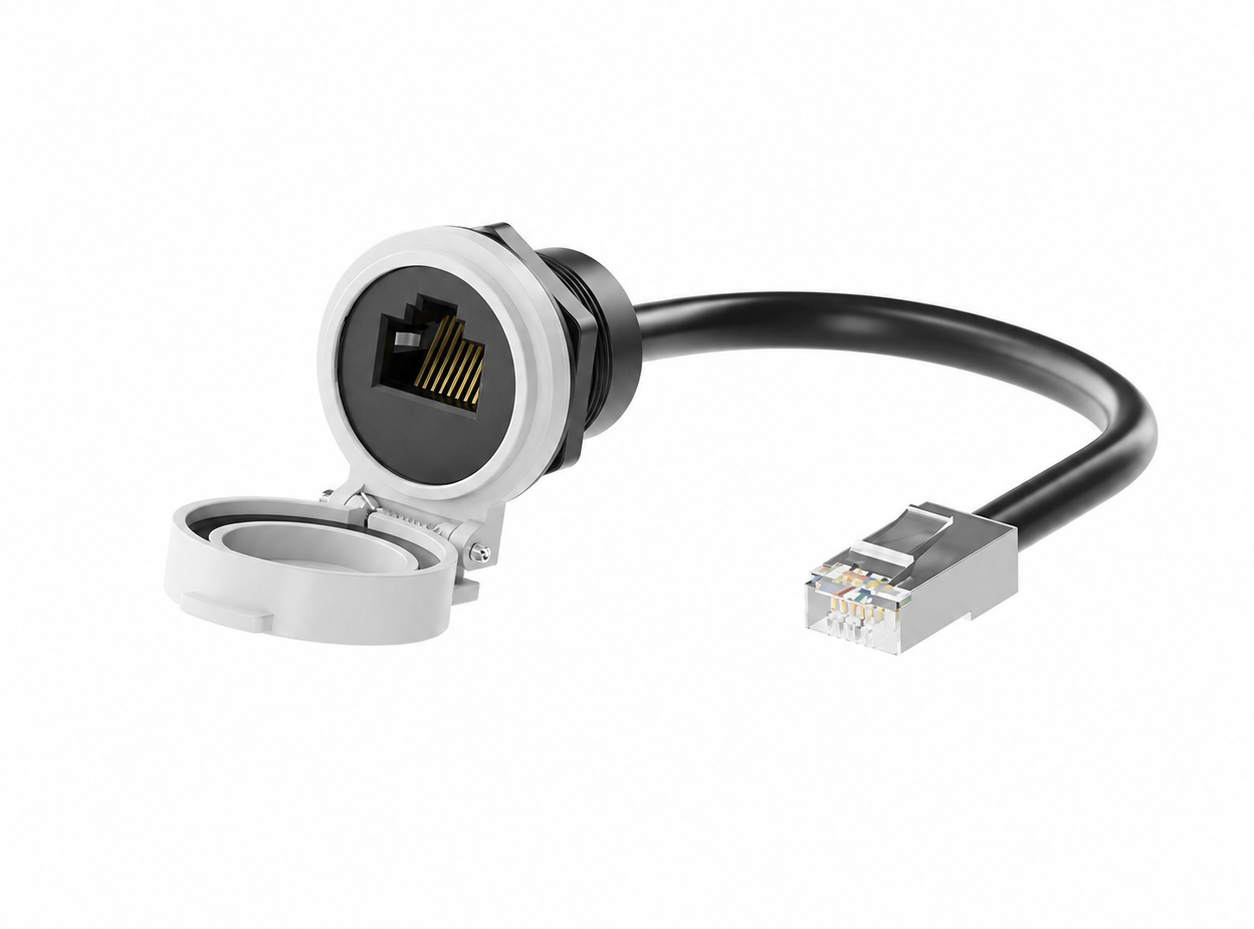 IP65 Waterproof RJ45 Panel Mount Ethernet Extension Cable