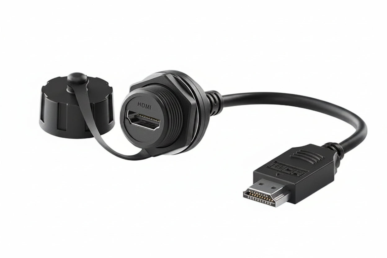 IP67 waterproof HDMI panel mount extension cable