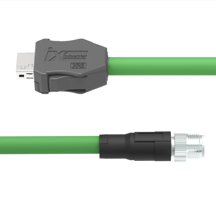 Shielded ix Industrial Ethernet cable with PUR jacket and M12 X-coded connector