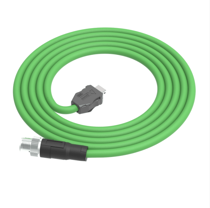 Industrial CAT6A IX B-Key to M12 X-Code male straight cable, drag-chain suitable
