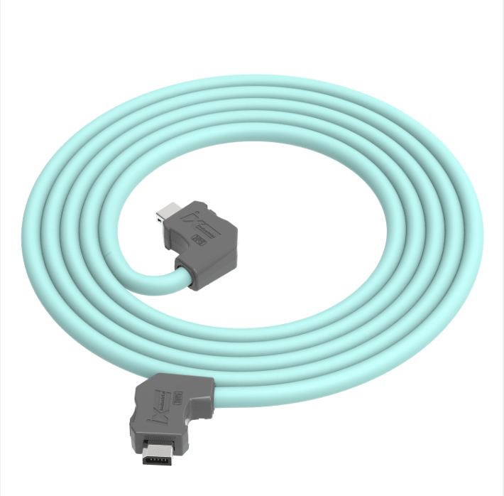 Compact IX industrial Ethernet cable CAT6A down angled connector