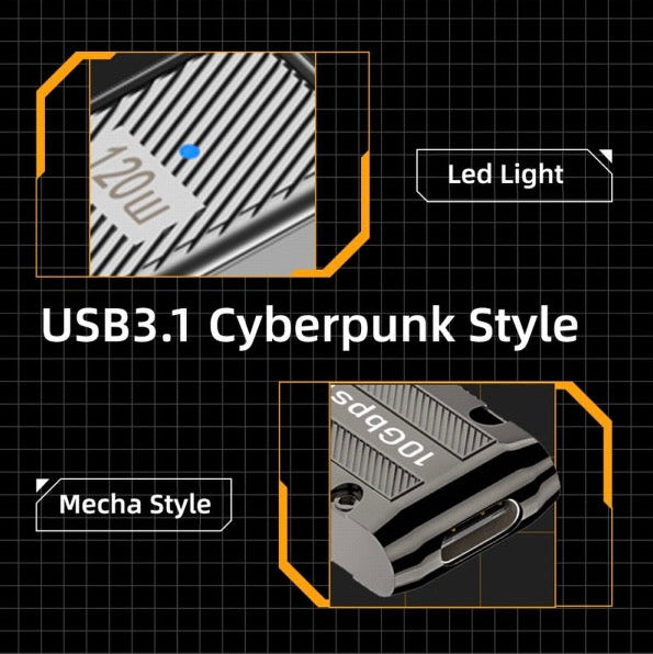 Compact USB C adapter with integrated keychain attachment loop