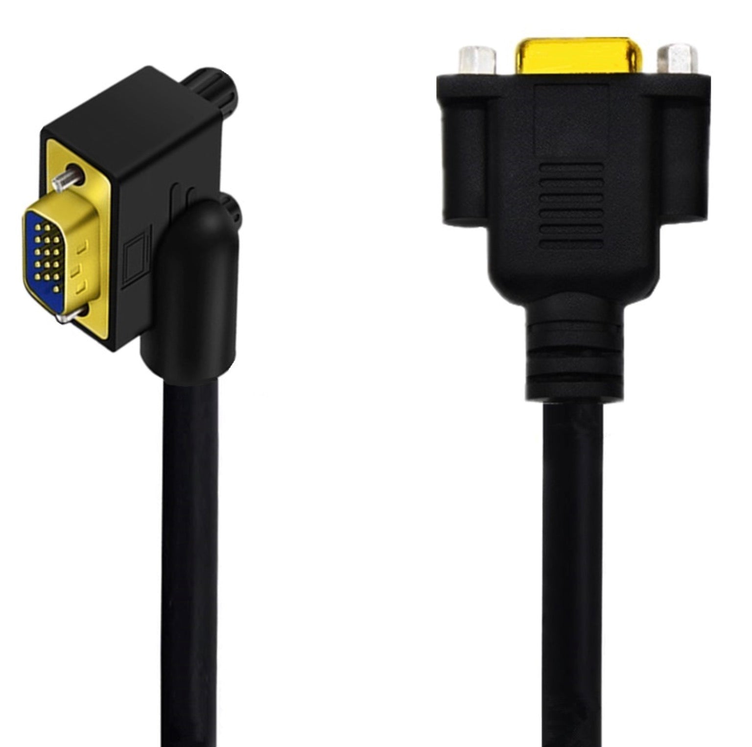 Left angle VGA monitor extension cable for displays and projectors