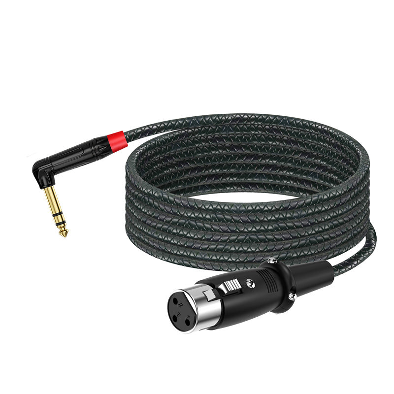 Locking 3-pin XLR female connector on braided microphone cable