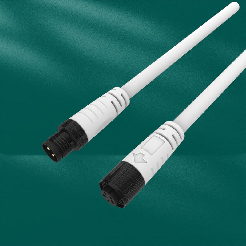 Close up of M10 waterproof LED connector pins and socket