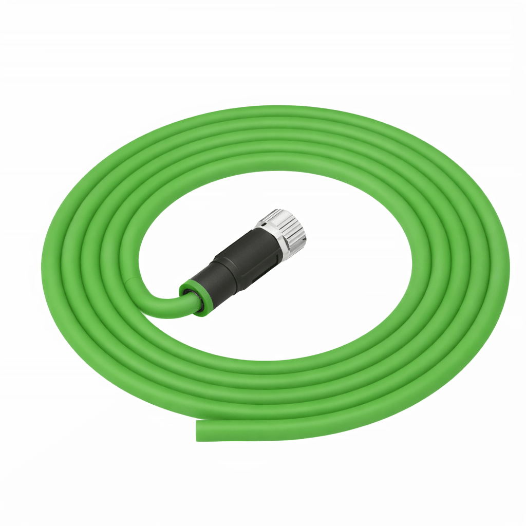 Black PUR M12 A-coded drag chain sensor cable assembly
