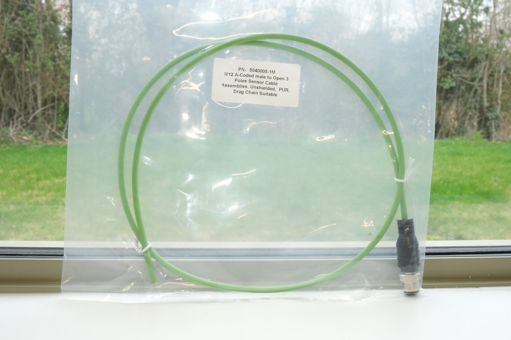 M12 A-Coded Male to Open 3-Pin Sensor Cable – Unshielded PUR Drag Chain, IP67