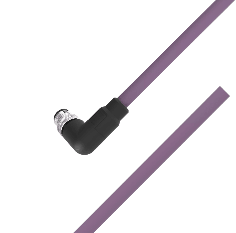 M12 B-coded male right angle to open 4-pin PUR fieldbus cable