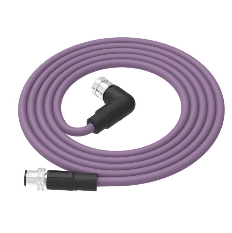 M12 B-coded male to female right-angle 5-pin sensor cable PUR