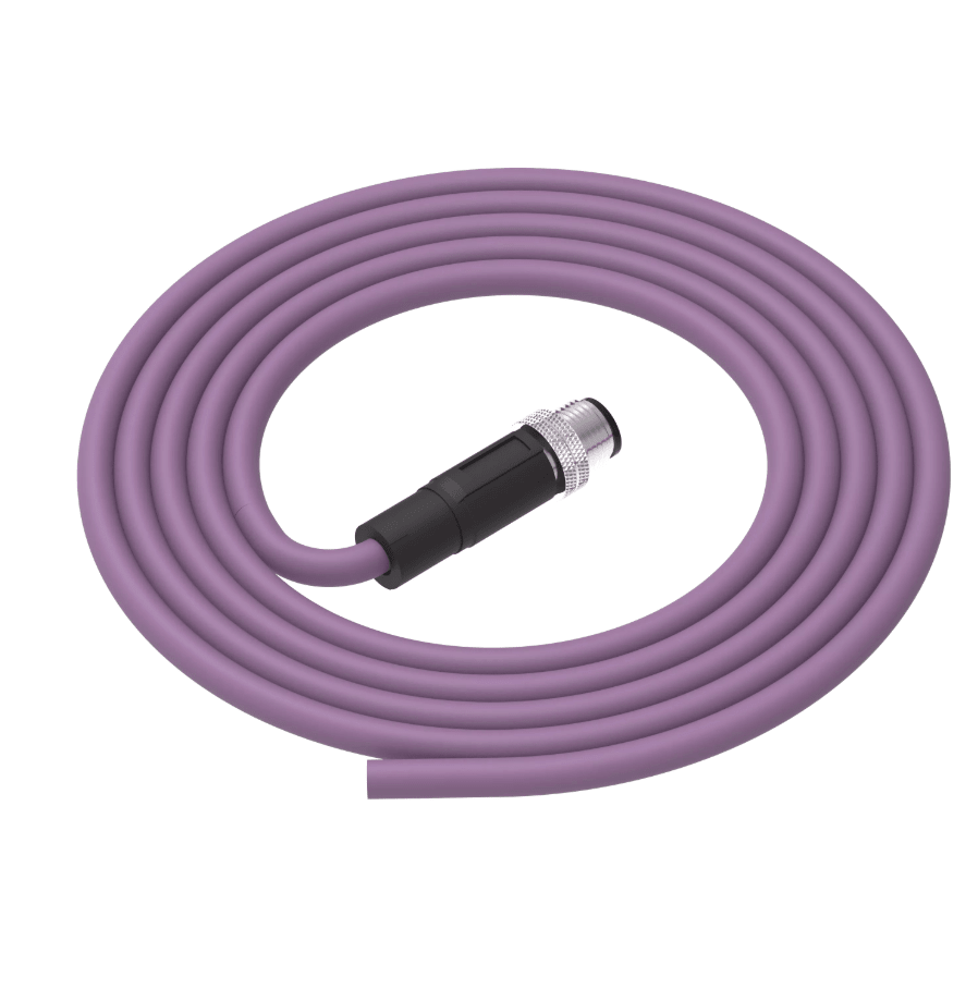 Industrial M12 B-coded IP67 straight connector with open cable end