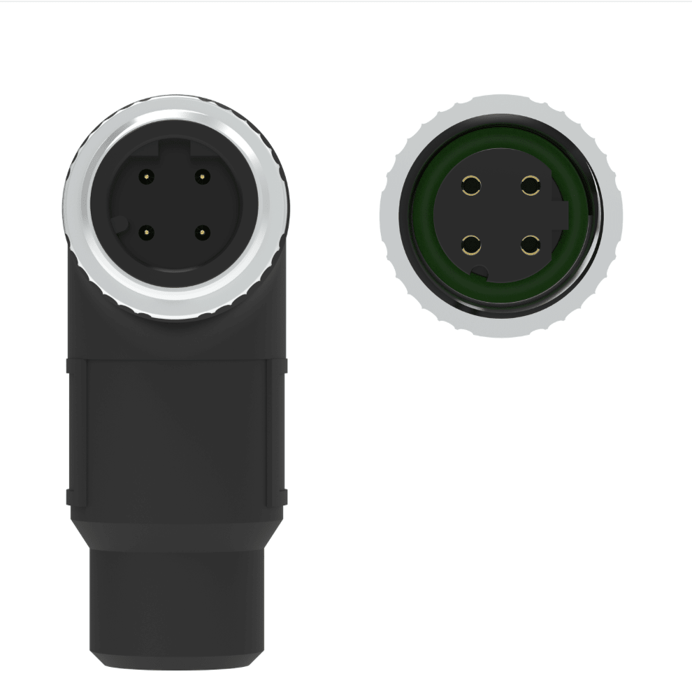 M12 D-coded right-angle male to female Ethernet cable IP67