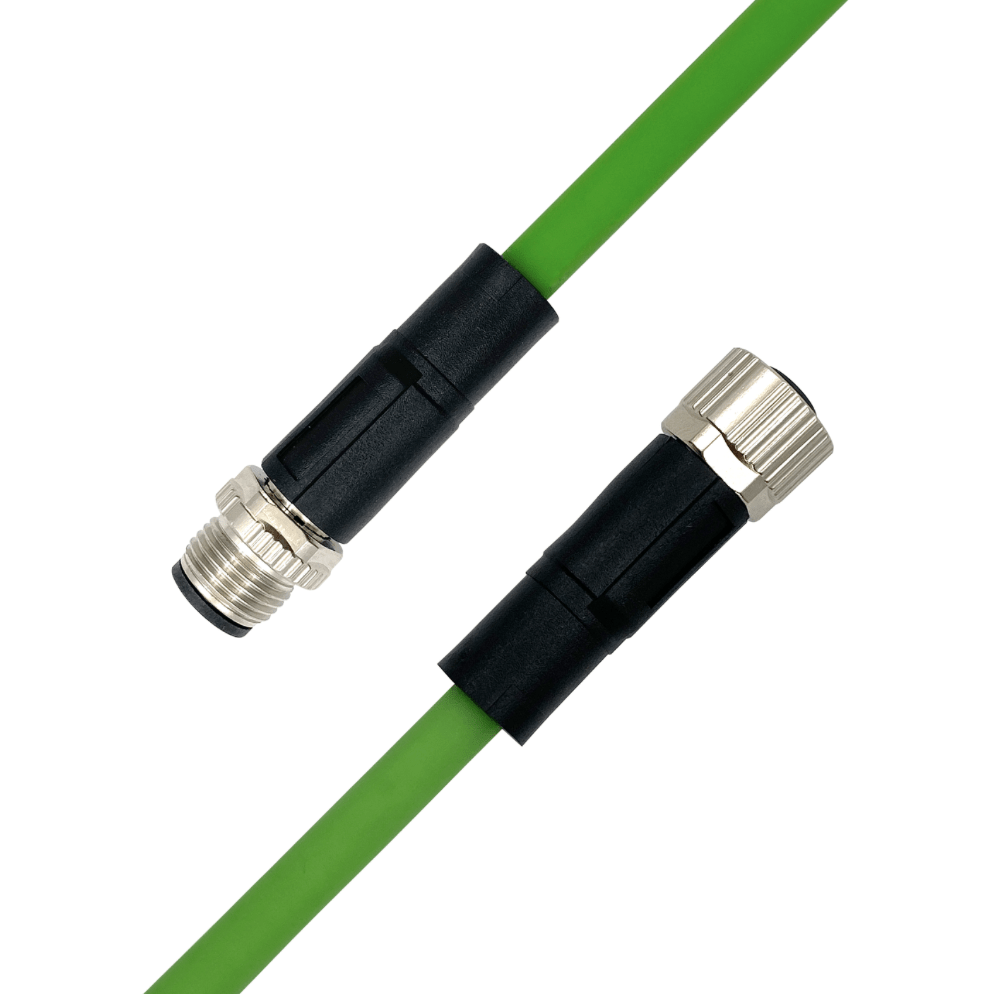 M12 D-coded male to female straight 4-pin Ethernet cable