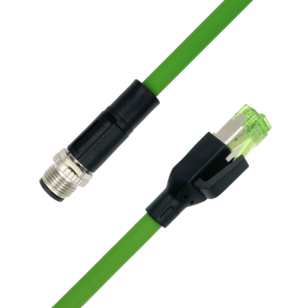 M12 D-coded male to RJ45 male Ethernet cable PUR jacket